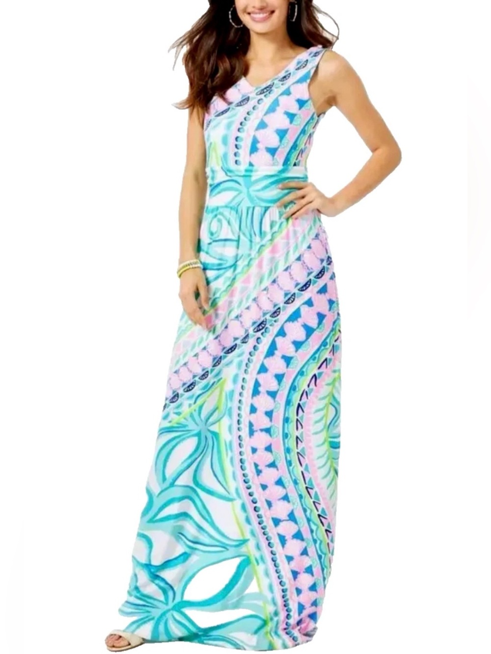NWT LILLY PULITZER MARCO MAXI DRESS *COCO ISLAND* MULTI SIZE LARGE